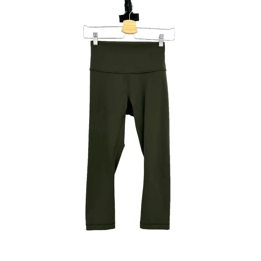 Lululemon Wunder Under Crop (Hi-Rise) Full-On Luxtreme 21" in Dark Olive Size 4